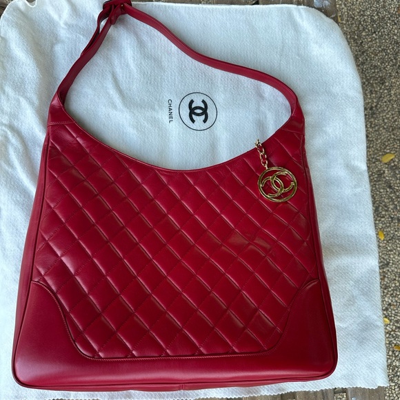 Excellent vintage Chanel lambskin large hobo with original dustbag - Picture 10 of 13